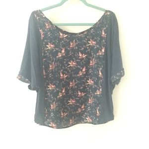 Anthropologie TINY Winnie top Navy w/ birds